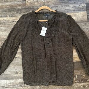 Nordstrom Black & Brown Spotted Women's Blouse